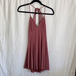 Full Tilt Rose Mauve V-Neck Halter Mini Dress
